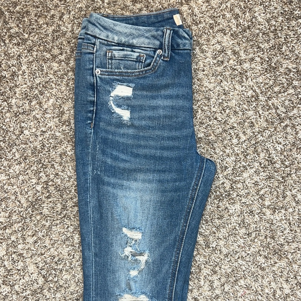 Altar'd State Light Blue Distressed Flare Jeans - Picture 5 of 10